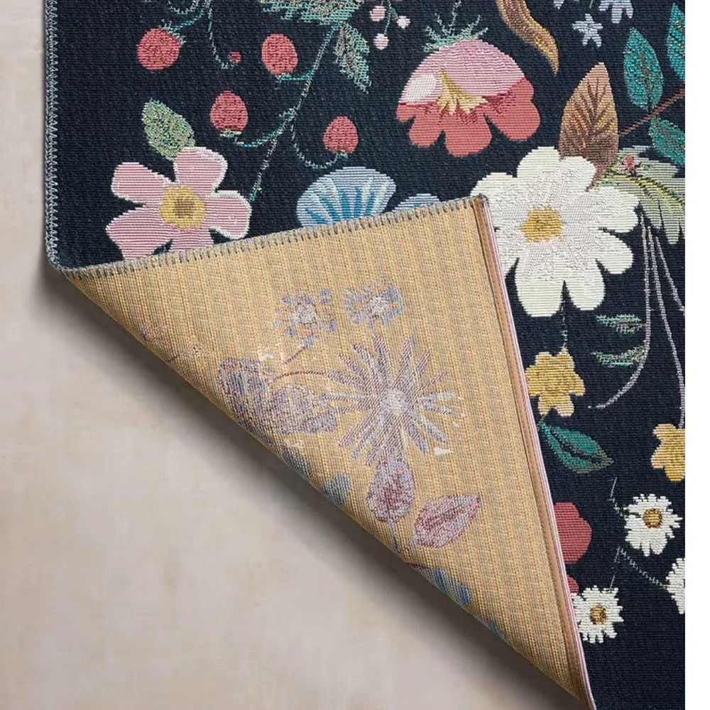 🆕 Whimsigoth Riffle Paper Indoor Outdoor Rug Strawberry Fields Floral Moody